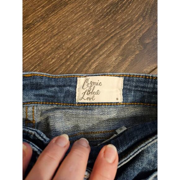 Cosmic Blue Love Straight Leg Skinny Stretch Jeans - Picture 4 of 6